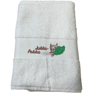 Kylpypyyhe 70x140cm Sauna-aiheisella brodeerauksella
